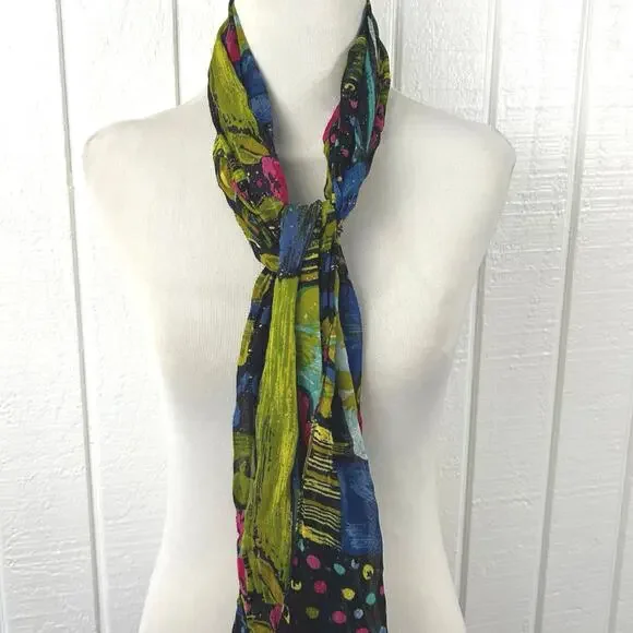 Unbranded Women Rectangle Scarf Head Neck One Size Lightweight Boho Artsy - Picture 2 of 7